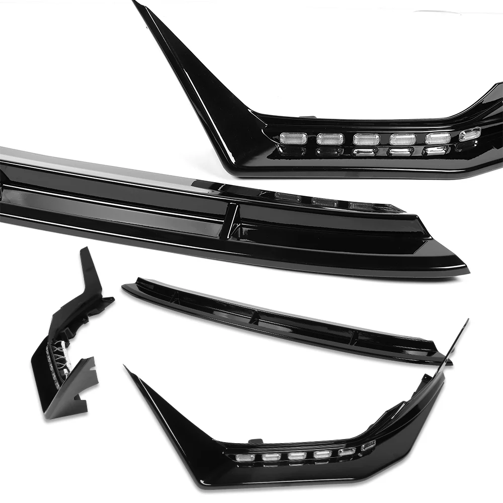 CS-Style For 2022 - 2025 Subaru WRX Front Bumper Lip Splitter With LED Sequential Light -Painted Black - Image 5