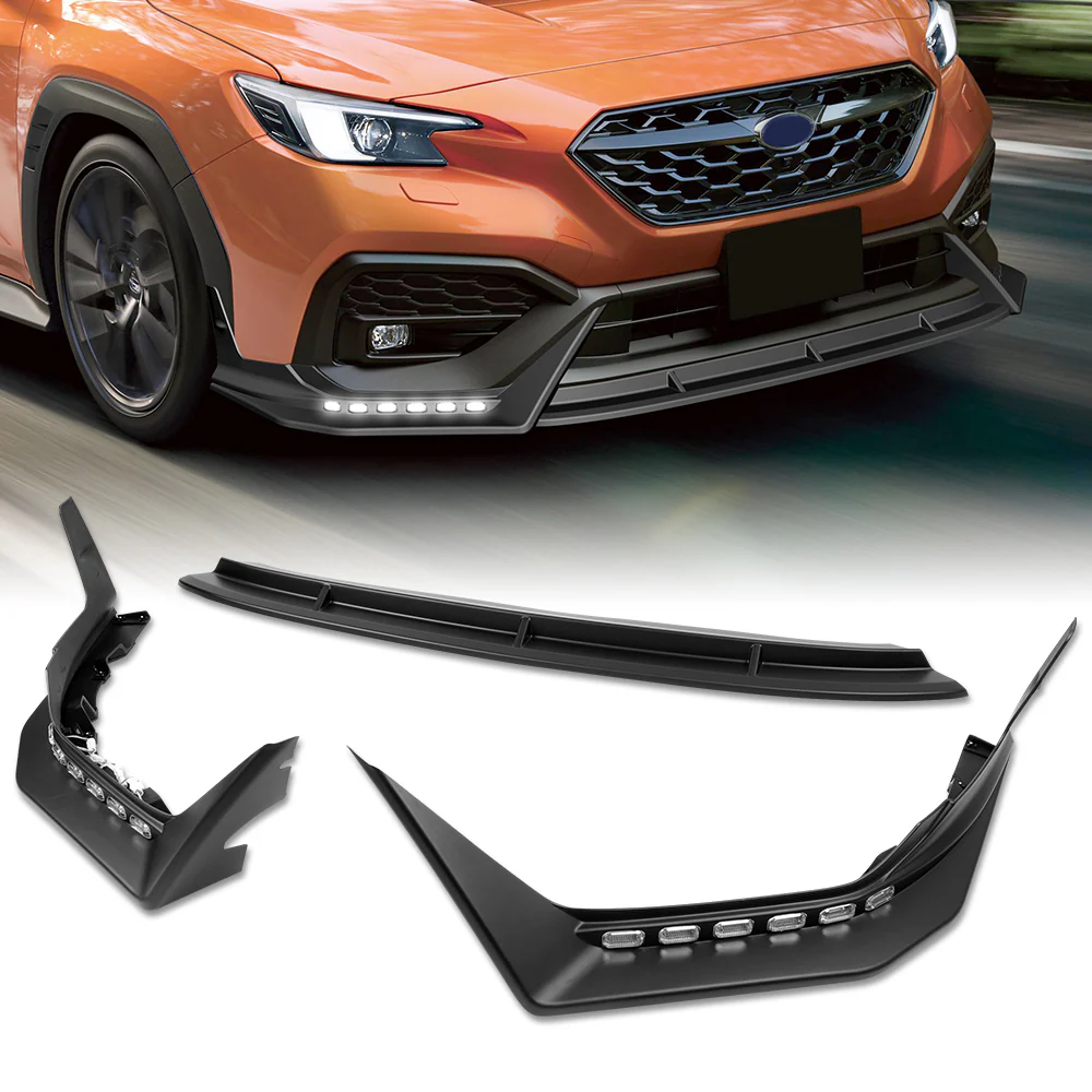 CS-Style For 2022 - 2025 Subaru WRX Front Bumper Lip Splitter With LED Sequential Light -Unpainted Matte Black - Image 12