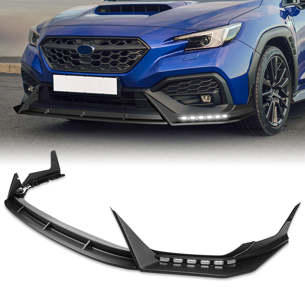 CS-Style For 2022 - 2025 Subaru WRX Front Bumper Lip Splitter With LED Sequential Light -Unpainted Matte Black - Image 13