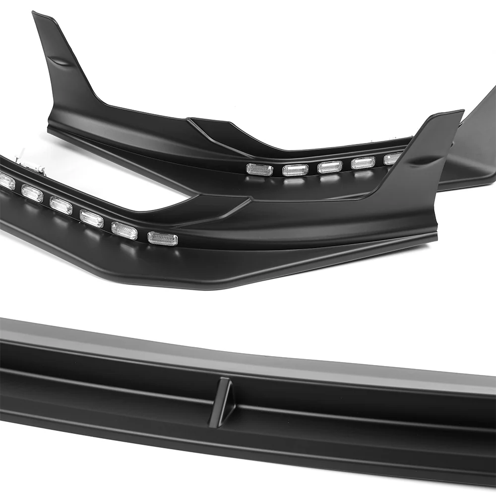 CS-Style For 2022 - 2025 Subaru WRX Front Bumper Lip Splitter With LED Sequential Light -Unpainted Matte Black - Image 3