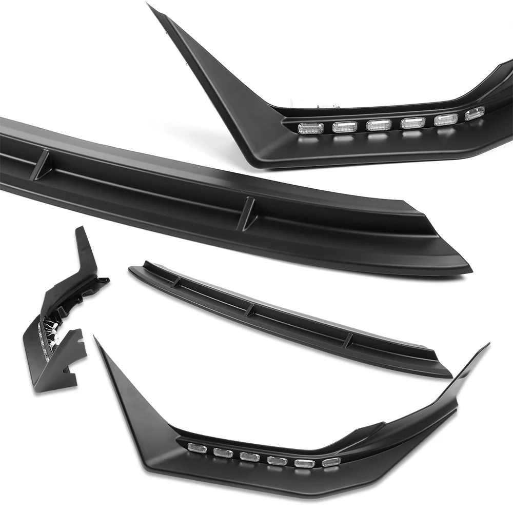 CS-Style For 2022 - 2025 Subaru WRX Front Bumper Lip Splitter With LED Sequential Light -Unpainted Matte Black - Image 4