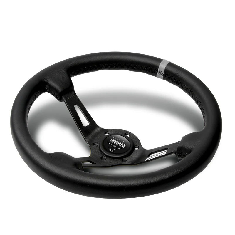 Deep Dished 350mm Racing Steering Wheel Microfiber Leather For momo hub X1 (BKSL - Image 3