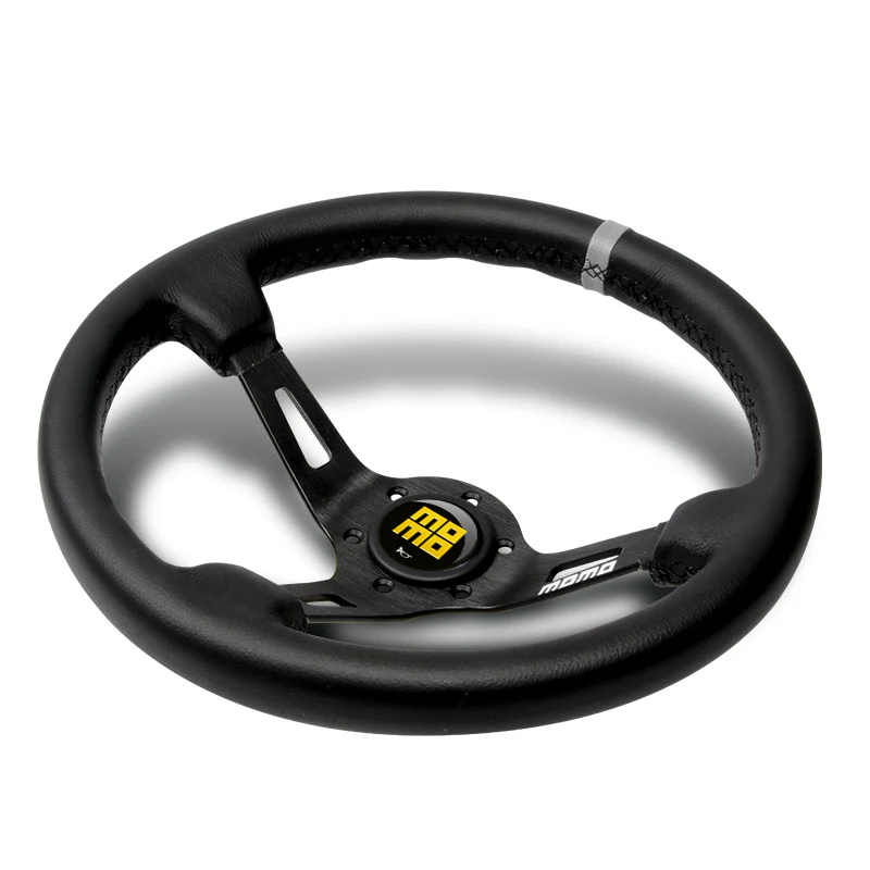 Deep Dished 350mm Racing Steering Wheel Microfiber Leather For momo hub X1 (BKYL - Image 3