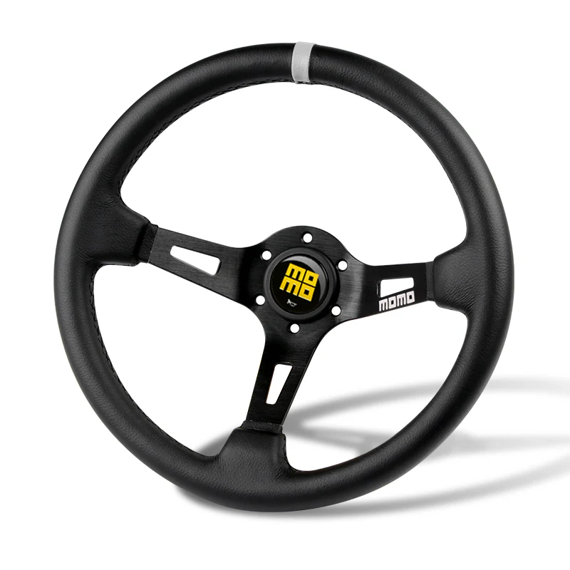 Deep Dished 350mm Racing Steering Wheel Microfiber Leather For momo hub X1 (BKYL - Image 4