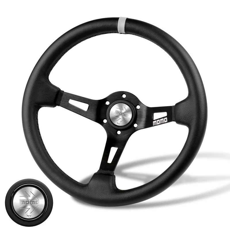 Deep Dished 350mm Racing Steering Wheel Microfiber Leather For momo hub X1 (SL22 - Image 4