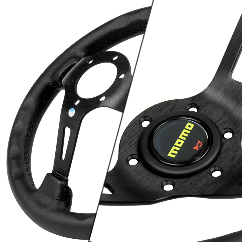 Deep Dished 350mm Racing Steering Wheel Microfiber Leather For YO momo hub X1 - Image 2