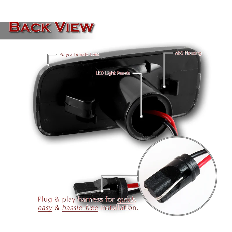 Chrysler 200 / 300C / Sebring Amber LED Turn Signal Front Side Marker Lights -Smoked Lens - Image 3