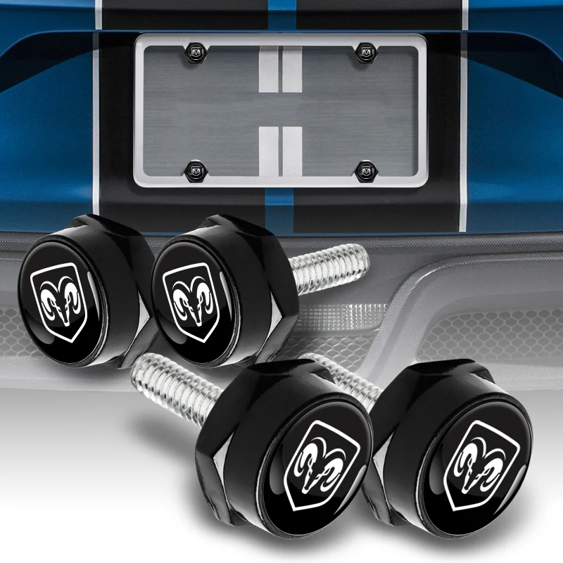 DODGE Black Stainless Steel License Plate Frame 2pcs Brand New with Caps Bolt SET - Image 2