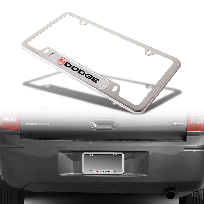 DODGE Stainless Steel License Plate Frame 2pcs with Caps Bolt Brand New SET - Image 3