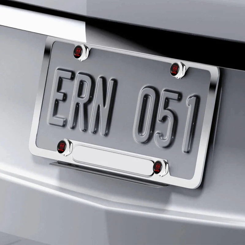 DODGE Black Stainless Steel License Plate Frame 2pcs with Caps Bolt Brand New SET - Image 9
