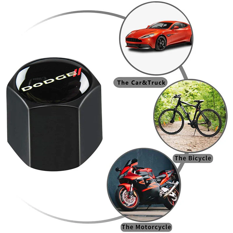 DODGE Car Wheel Tire Valves Dust Stem Air Caps Keychain Emblem KEY FOB Set - US SELLER - Image 4