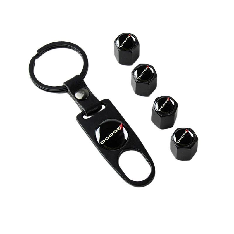 DODGE Car Wheel Tire Valves Dust Stem Air Caps Keychain Emblem KEY FOB Set - US SELLER - Image 6