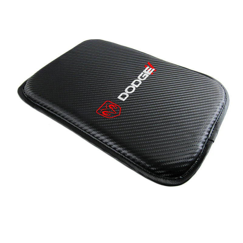 DODGE Set Carbon Fiber Look Embroidered Armrest Cushion with Seat Belt Cover Center Console Cover Pad Mat - Image 7