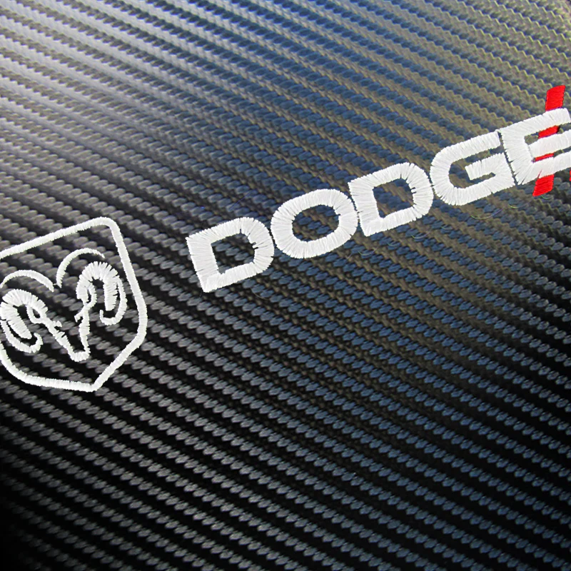 DODGE Embroidered Armrest Cushion Center Console Cover Carbon Fiber Look Pad Mat - Image 2