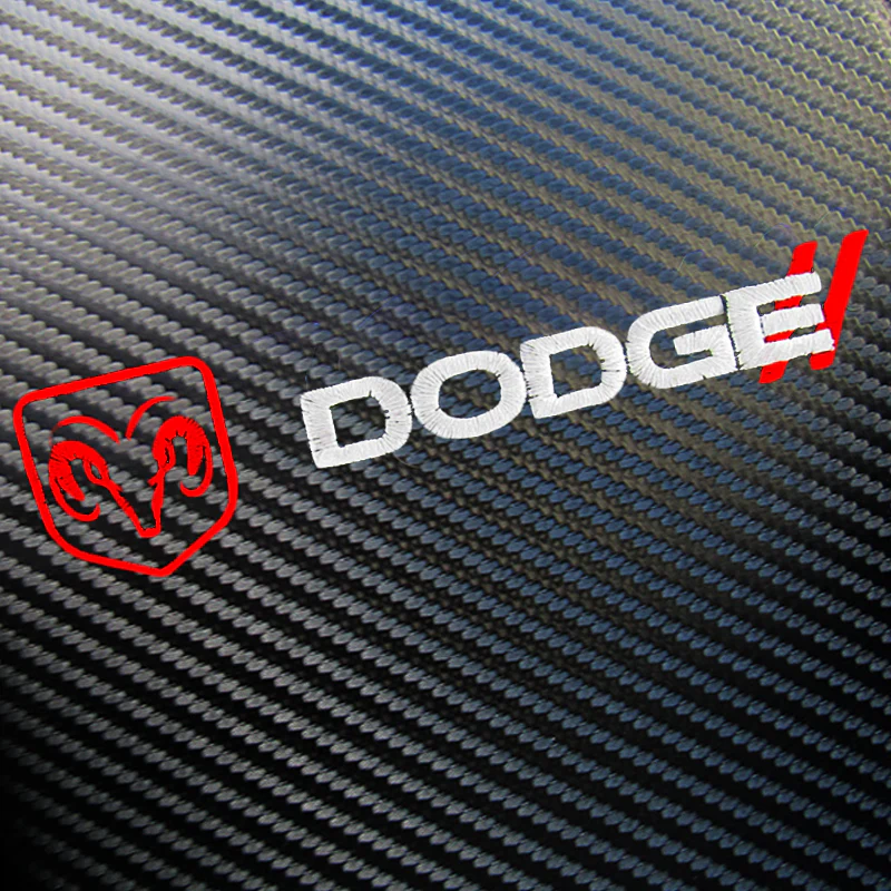 DODGE Carbon Fiber Look Embroidered Armrest Cushion Center Console Cover Pad Mat - Image 2