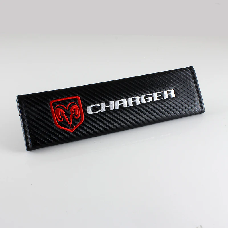 DODGE Charger Set Armrest Cushion Center Console Cover Pad Mat with Seat Belt Cover Carbon Fiber Look - Image 9