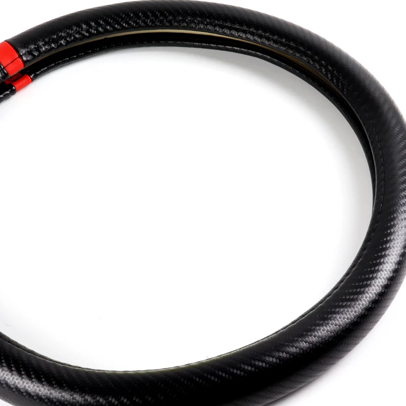 DODGE Charger Set of Car 15" Steering Wheel Cover Carbon Fiber Style Leather with Seat Belt Covers - Image 6