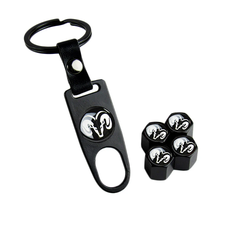 DODGE RAM Black Car Wheel Tire Valves Dust Stem Air Caps Keychain Emblem KEY FOB Set - US SELLER - Image 6