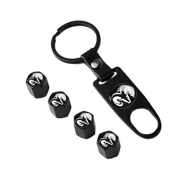 DODGE RAM Black Car Wheel Tire Valves Dust Stem Air Caps Keychain Emblem KEY FOB Set - US SELLER - Image 7