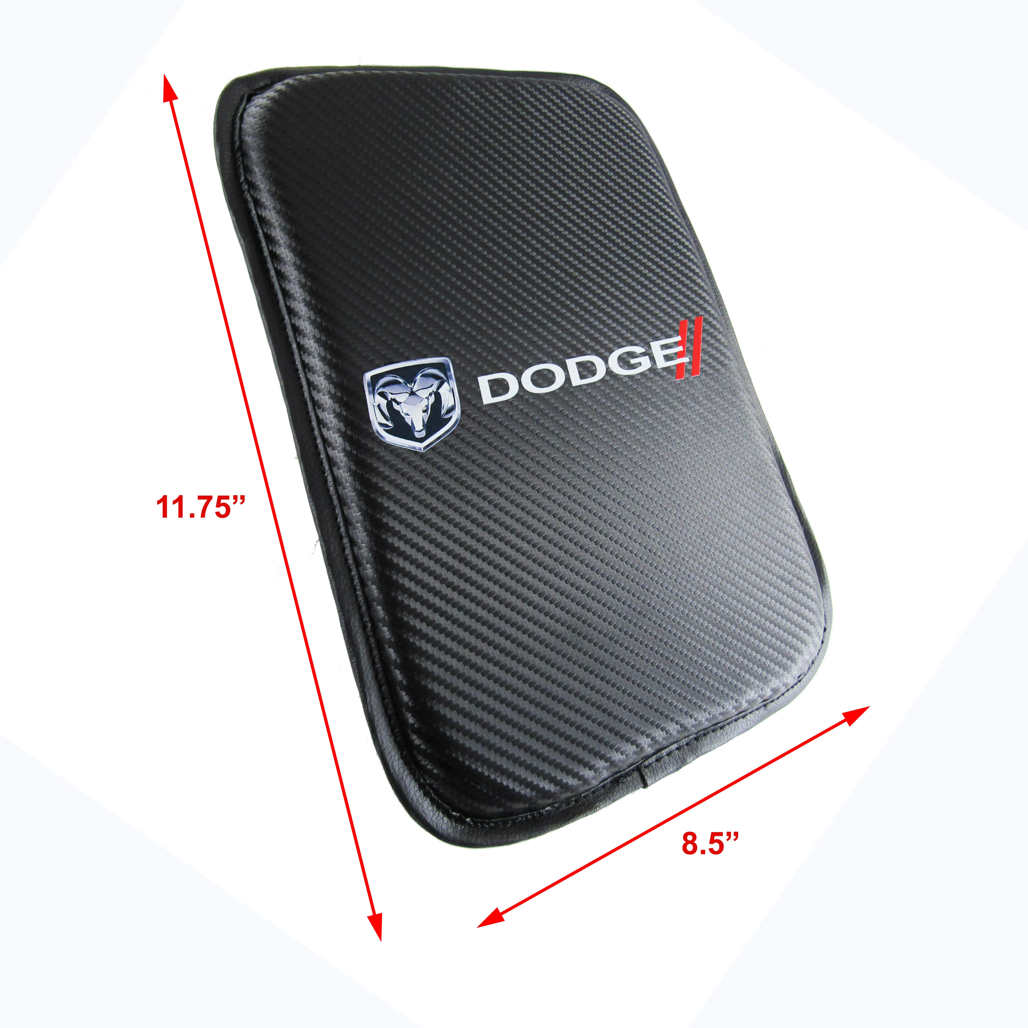 DODGE RAM Set Black 15" Diameter Car Auto Steering Wheel Cover Quality Leather with Center Console Armrest Cushion Mat Pad Cover - Image 10