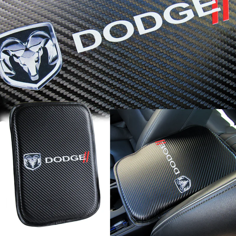 DODGE RAM Set Black 15" Diameter Car Auto Steering Wheel Cover Quality Leather with Center Console Armrest Cushion Mat Pad Cover - Image 4