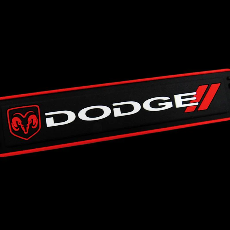 DODGE Set 4PCS Car Door Rubber Scuff Sill Panel Step Protector with Wheel Tire Valves Dust Stem Air Caps Keychain - Image 2