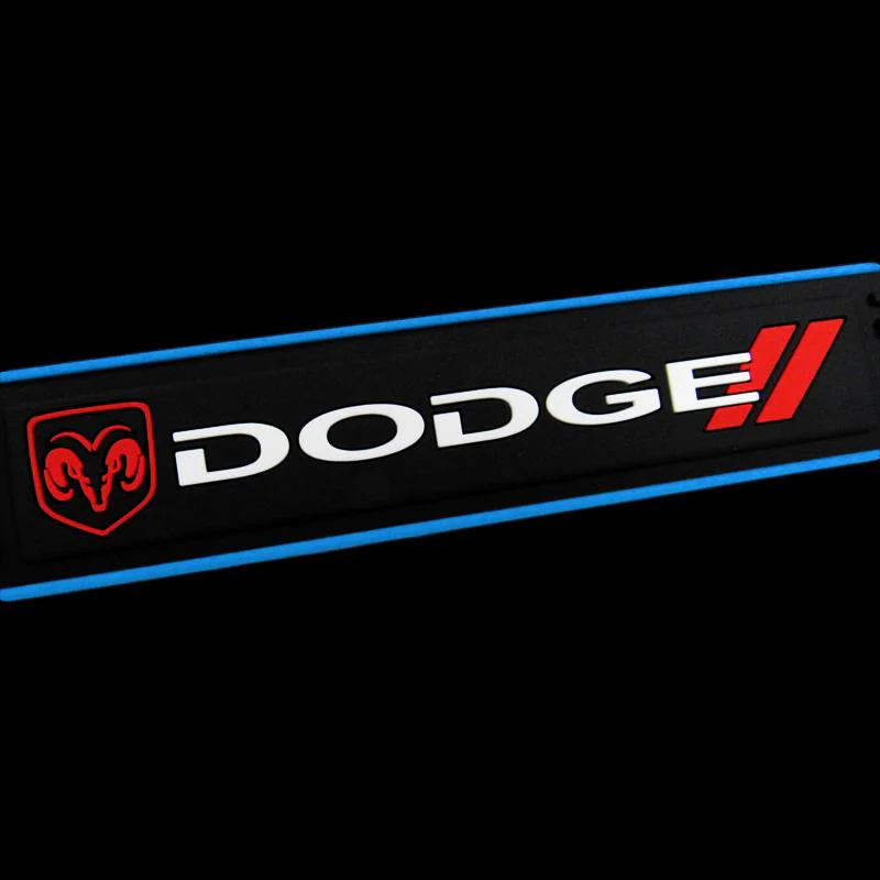 DODGE Set Car Door Rubber Scuff Sill Panel 4PCS Step Protector with Tire Wheel Valves Dust Stem Air Caps Keychain - Image 2