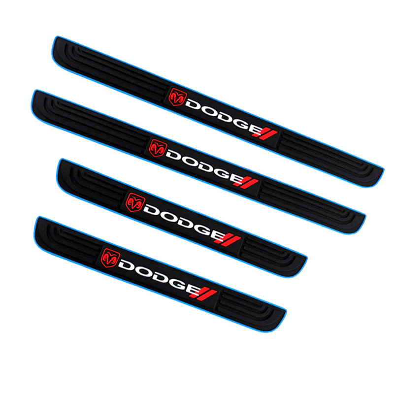 DODGE Set Car Door Rubber Scuff Sill Panel 4PCS Step Protector with Wheel Tire Valves Dust Stem Air Caps Keychain - Image 10