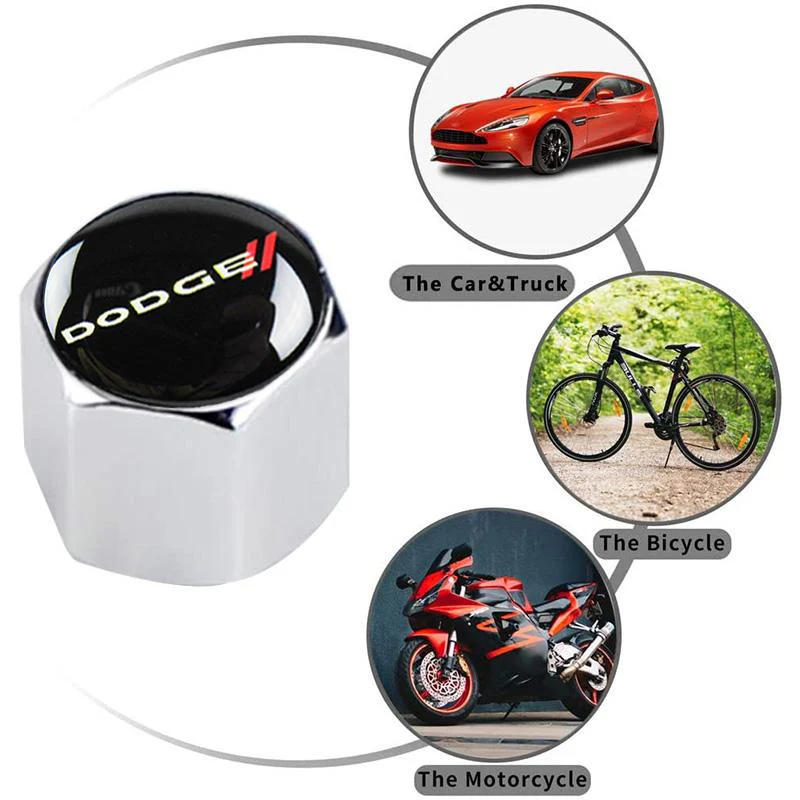 DODGE Set Car Door Rubber Scuff Sill Panel 4PCS Step Protector with Wheel Tire Valves Dust Stem Air Caps Keychain - Image 5