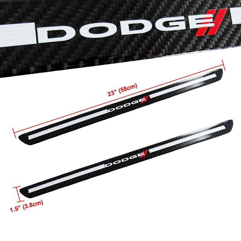 DODGE Set Carbon Car Door Scuff Sill Panel 2PCS Step Protector with Keychain Wheel Tire Valves Dust Stem Air Caps - Image 6
