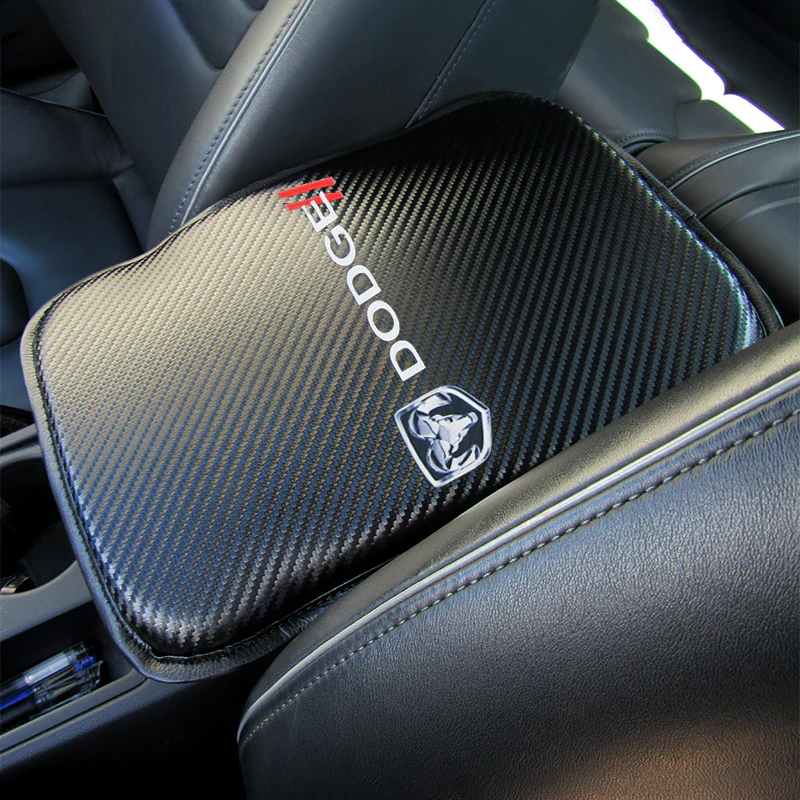 Dodge Set of Carbon Fiber Look Armrest Cushion & Seat Belt Cover - Image 6