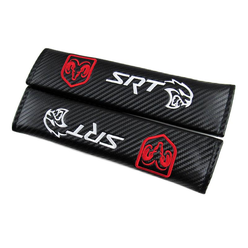DODGE SRT Set Seat Belt Covers with Silver Wheel Tire Valves Air Caps Keychain Set - US SELLER - Image 4