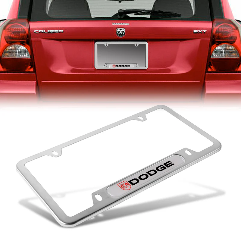 DODGE Stainless Steel License Plate Frame 2pcs Brand New with Caps Bolt SET - Image 7