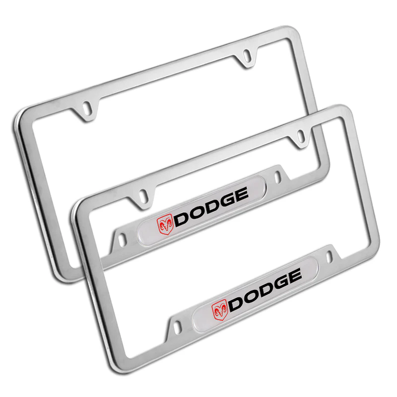 DODGE Stainless Steel License Plate Frame 2pcs with Caps Bolt SET Brand New - Image 6