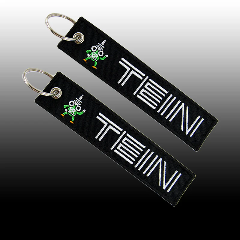 DOUBLE SIDE EMBROIDERED KEY TAG JDM TEIN RACING KEYCHAIN CELL HOLDERS KEYRING X2 - Image 3