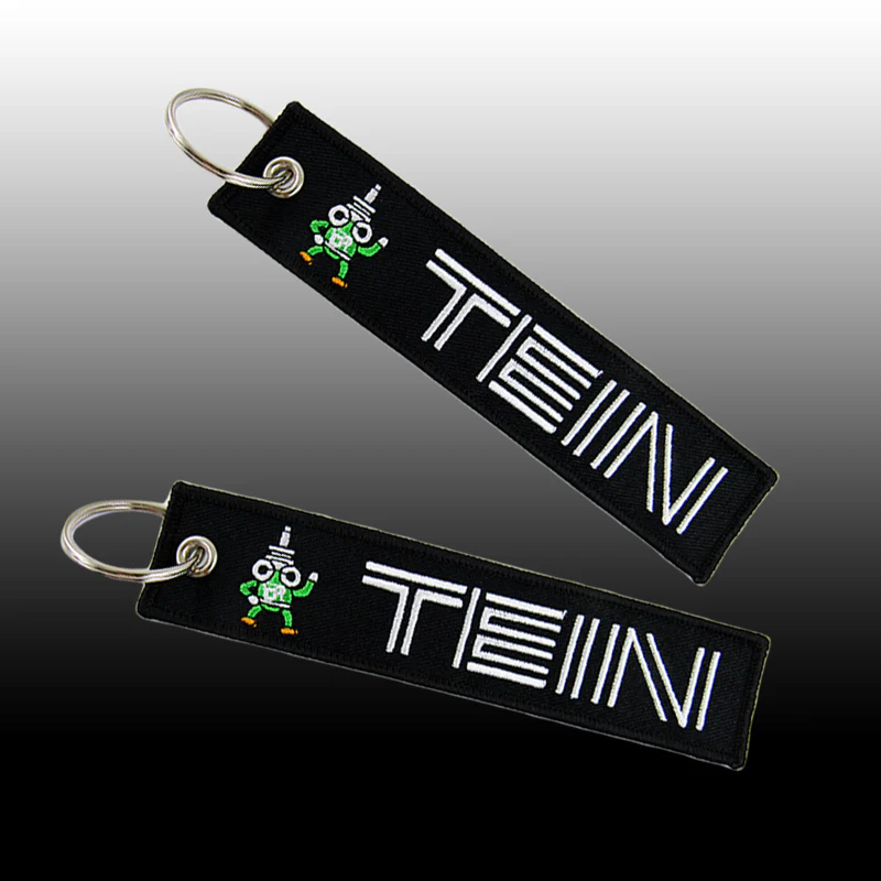 DOUBLE SIDE EMBROIDERED KEY TAG JDM TEIN RACING KEYCHAIN CELL HOLDERS KEYRING X2 - Image 5