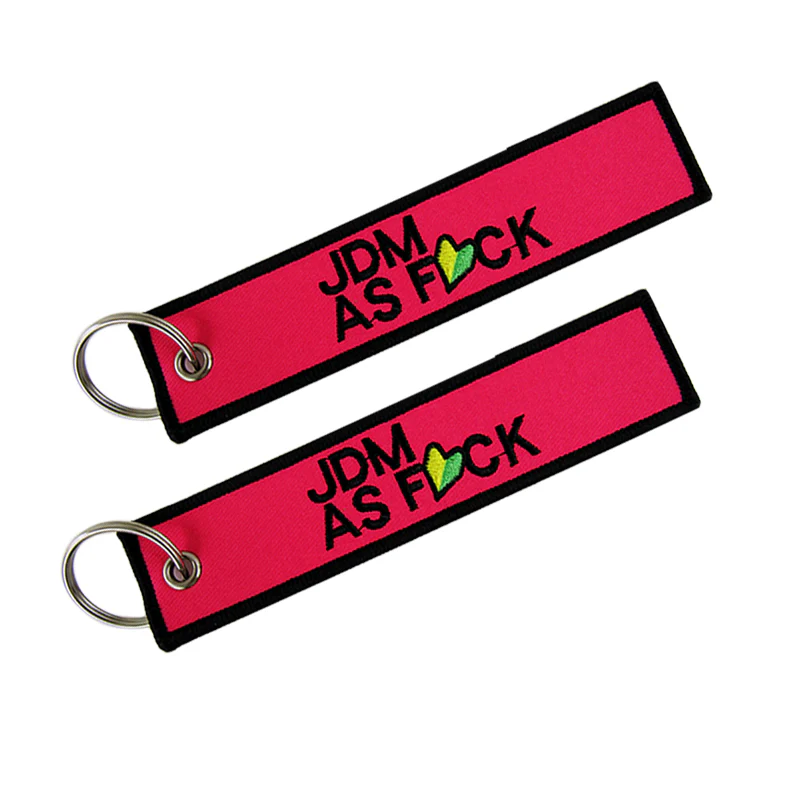 DOUBLE SIDED EMBROIDERED TAG For HONDA JDM AS FCK RACING CELL HOLDER KEYCHAINS X2 - Image 2