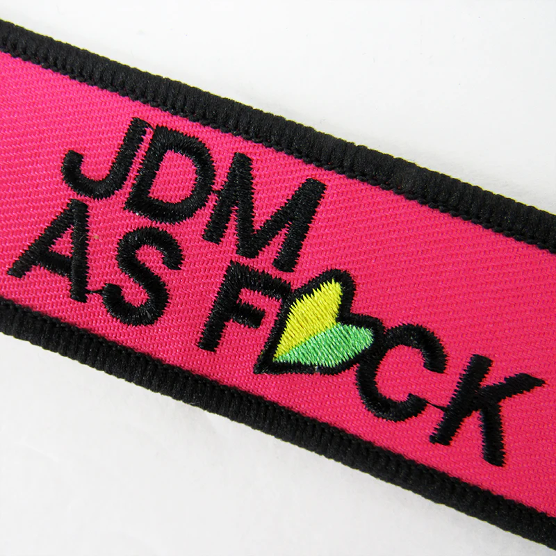 DOUBLE SIDED EMBROIDERED TAG For HONDA JDM AS FCK RACING CELL HOLDER KEYCHAINS X2 - Image 3