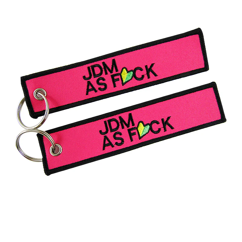 DOUBLE SIDED EMBROIDERED TAG For HONDA JDM AS FCK RACING CELL HOLDER KEYCHAINS X2 - Image 4