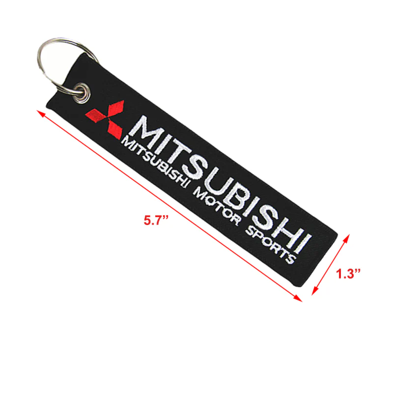 DOUBLE SIDED EMBROIDERED KEYCHAIN TAG For MITSUBISHI CELL HOLDERS KEYRING X2 - Image 2
