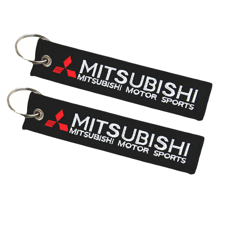 DOUBLE SIDED EMBROIDERED KEYCHAIN TAG For MITSUBISHI CELL HOLDERS KEYRING X2 - Image 3