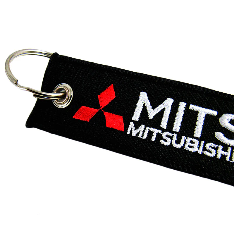 DOUBLE SIDED EMBROIDERED KEYCHAIN TAG For MITSUBISHI CELL HOLDERS KEYRING X2 - Image 4