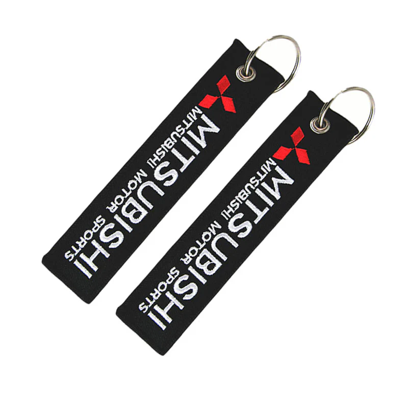 DOUBLE SIDED EMBROIDERED KEYCHAIN TAG For MITSUBISHI CELL HOLDERS KEYRING X2 - Image 5