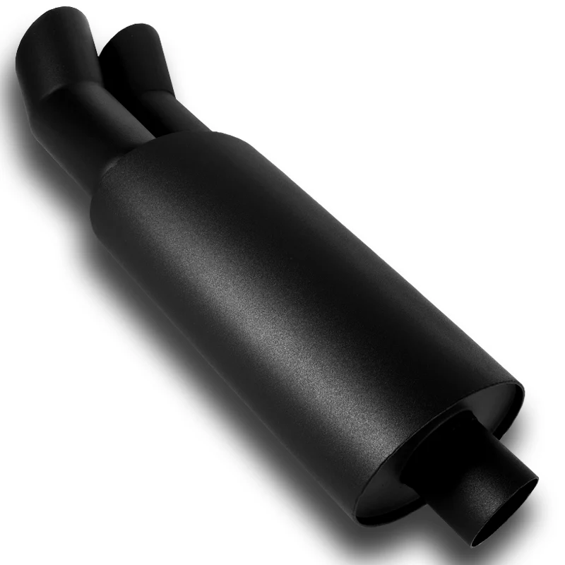 DTM Dual Angle Tip Style Universal 2.5" Inlet 3" Outlet Deep And Smooth Tone Weld-On T-304 Exhaust Muffler -Black - Image 5