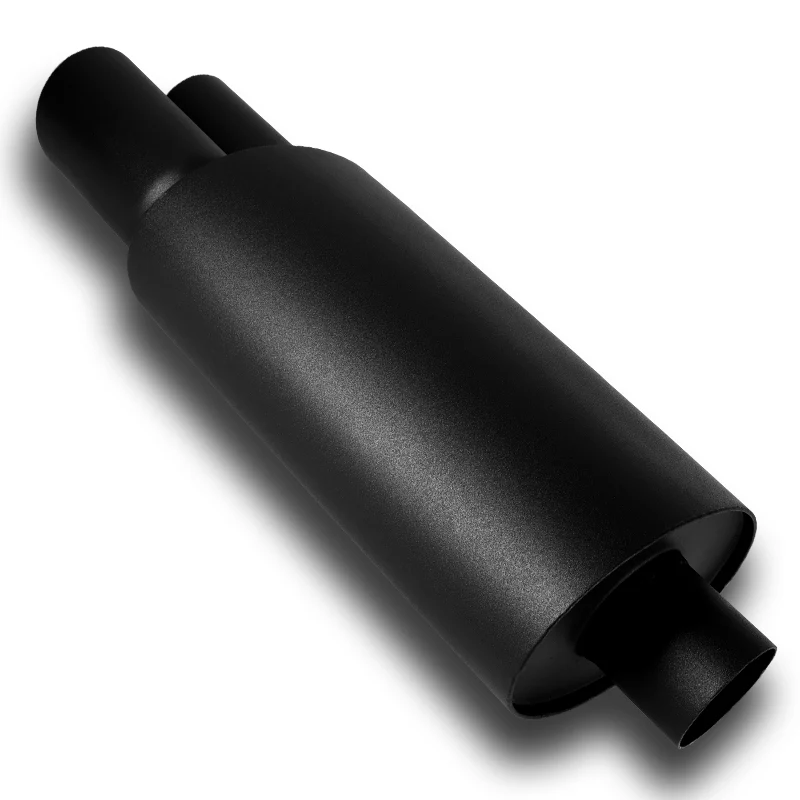 DTM Dual Slant Tip Style Universal 3" Inlet 3" Outlet Deep And Smooth Tone Weld-On T-304 Exhaust High Flow Dual Tip Muffler -Black - Image 5