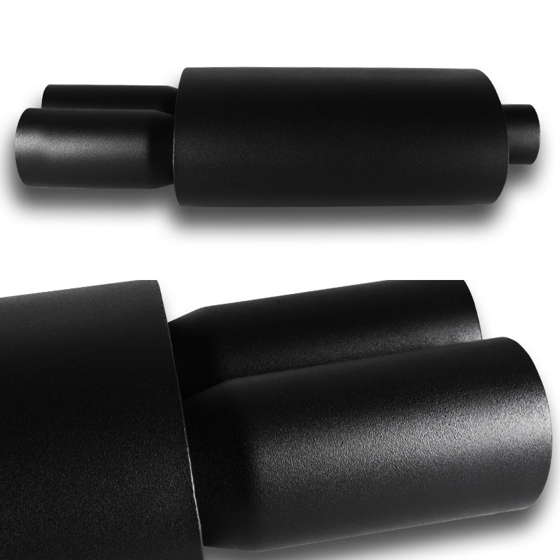 DTM Dual Tip Style Universal 3" Inlet 3" Outlet Deep And Smooth Tone Weld-On T-304 Exhaust High Flow Dual Tip Muffler -Black - Image 4