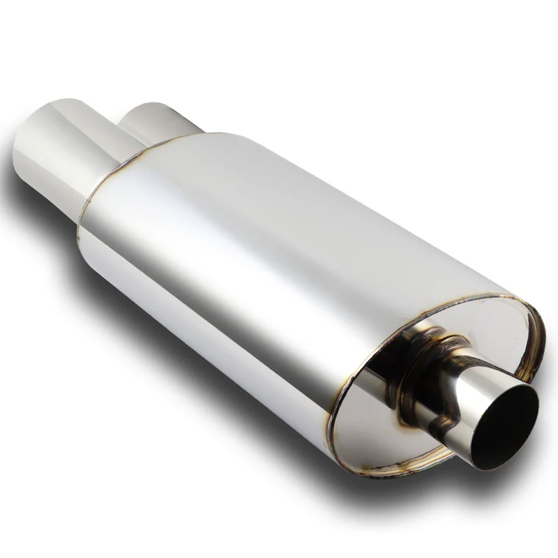 DTM Dual Tip Style Universal 3" Inlet 3" Outlet Deep And Smooth Tone Weld-On T-304 Exhaust High Flow Dual Tip Muffler -Chrome - Image 5
