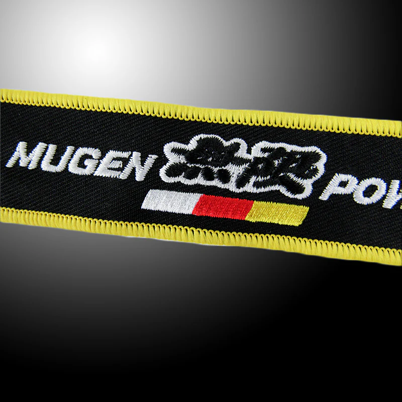 EMBROIDERED DOUBLE SIDE KEY TAG JDM MUGEN POWER KEYCHAIN CELL HOLDERS KEYRING X2 - Image 2