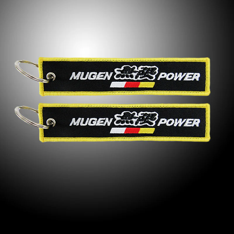 EMBROIDERED DOUBLE SIDE KEY TAG JDM MUGEN POWER KEYCHAIN CELL HOLDERS KEYRING X2 - Image 3