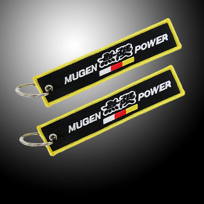EMBROIDERED DOUBLE SIDE KEY TAG JDM MUGEN POWER KEYCHAIN CELL HOLDERS KEYRING X2 - Image 4